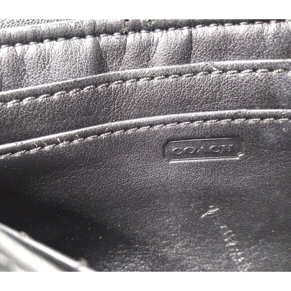 Coach Corner Zip Wallet Signature C Jacquard Clutch Purse Leather Trim - Picture 5 of 6